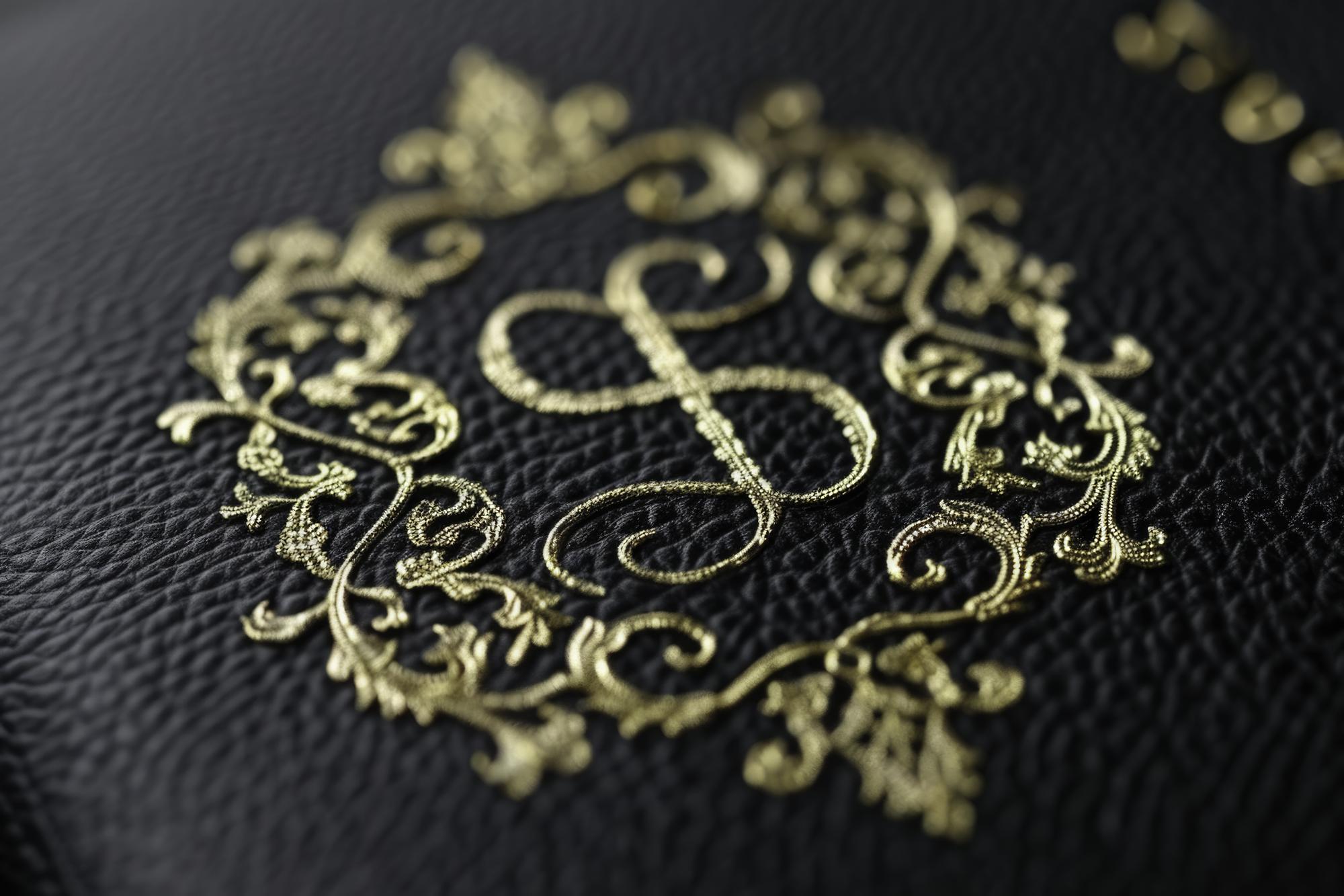 Haftowany monogram na aksamicie